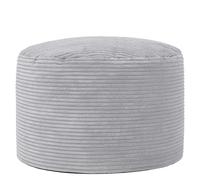Icon Milano Velours Côtelé Tabouret, Pouf Rond avec Remplissage, Gris | Fabriqué en Europe, Pouf Poire, Pouf Repose Pieds, Tissu en Velours Côtelé Doux, Tabouret Pouf pour Chambre et Salon