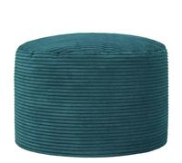 Icon Milano Velours Côtelé Tabouret, Pouf Rond avec Remplissage, Teal | Fabriqué en Europe, Pouf Poire, Pouf Repose Pieds, Tissu en Velours Côtelé Doux, Tabouret Pouf pour Chambre et Salon