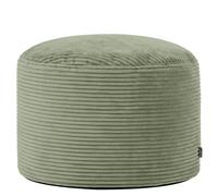 Icon Milano Velours Côtelé Tabouret, Pouf Rond avec Remplissage, Vert | Fabriqué en Europe, Pouf Poire, Pouf Repose Pieds, Tissu en Velours Côtelé Doux, Tabouret Pouf pour Chambre et Salon