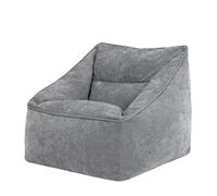 Icon Natalia Fauteuil Pouf Chenille, Gros Pouf avec Remplissage, Fauteuil Salon Confortable, 1 Place, Chaise Chambre, Meuble Salon, Gris