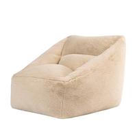 Icon Natalia Fauteuil Pouf, Lapin Fausse Fourrure, Gros Pouf avec Remplissage, Fauteuil Salon Confortable, 1 Place, Chaise Chambre, Meuble Salon, Beige