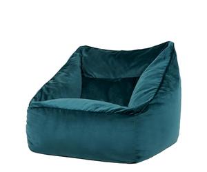 Icon Natalia Fauteuil Pouf Velours, Gros Pouf avec Remplissage, Fauteuil Salon Confortable, 1 Place, Chaise Chambre, Meuble Salon, Bleu Canard