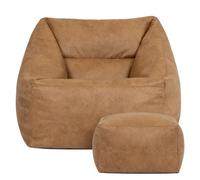 Icon Natalia Imitation Cuir Pouf et Tabouret avec Remplissage, Marron
