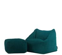 Icon Natalia Pouf Enfant et Tabouret Velours Côtelé avec Remplissage, Teal