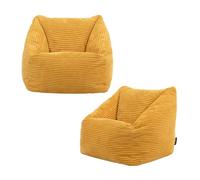Icon Natalia Pouf Enfant, Lot de 2, Velours Côtelé, Pouf Poire avec Remplissage, Chaise Enfant, Fauteuil Chambre, Meuble Chambre, Meuble Salon, Jaune