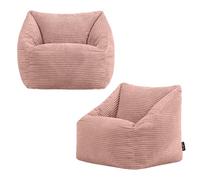 Icon Natalia Pouf Enfant, Lot de 2, Velours Côtelé, Pouf Poire avec Remplissage, Chaise Enfant, Fauteuil Chambre, Meuble Chambre, Meuble Salon, Roze
