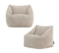 Icon Natalia Pouf Enfant, Lot de 2, Velours Côtelé, Pouf Poire avec Remplissage, Chaise Enfant, Fauteuil Chambre, Meuble Chambre, Meuble Salon, Beige