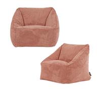Icon Natalia Pouf Enfant Velours Côtelé avec Remplissage, Lot de 2, Rose