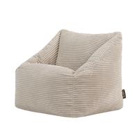 Pouf enfant Icon velours côtelé, chambre, salon, 55x55xcm, Beige galet