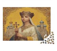 Icon of A Saint Wearing A Crown and Holding A Cross Cadeau Unique Décoration Intérieure Jeu Éducatif Challenge Toy Adultes & Enfants des 14 Ans 1000pcs (75x50cm)