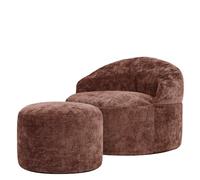 Icon Orb Chenille Fauteuil Pouf et Tabouret avec Remplissage, Prune | Fabriqué en Europe, Pouf Adulte, Pouf Poire, Tissu en Chenille Doux, Fauteuil Salon Confortable pour Salon et Chambre