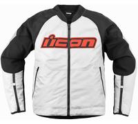 Icon Overlord3 Blouson textile de moto, Blanc/Noir/Rouge, Taille XL