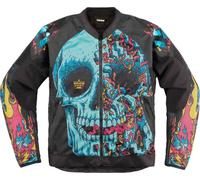 Icon Overlord3 Mesh Munchies Blouson textile de moto, noir-rose-bleu, taille M pour homme