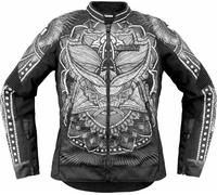 Icon Overlord3 Noble Veste textile de moto pour dames, Noir/Blanc, Taille S