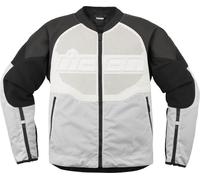Icon Overlord3 perforé Moto Cuir/Textile Veste, Blanc/Noir, Taille XXL