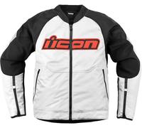 Icon Overlord3, veste en textile XL Blanc/Schwarz/Rot Blanc/Schwarz/Rot