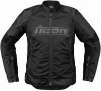 Icon Overlord3 Veste textile de moto pour dames, noir, taille S pour femmes