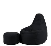 Icon Performance Mesh Pouf XXL Gaming avec Tabouret, Pouf Poire avec Remplissage, Fauteuil Gaming, Fauteuil Chambre, Decoration Chambre, Salon, Noir
