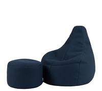 Icon Performance Mesh Pouf XXL Gaming avec Tabouret, Pouf Poire avec Remplissage, Fauteuil Gaming, Fauteuil Chambre, Decoration Chambre, Salon, Bleu Marine