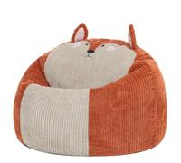 Icon Renard Velours Côtelé Pouf Enfant avec Remplissage, Orange