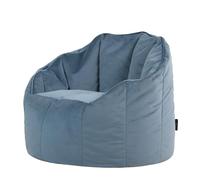 Pouf fauteuil Icon velours, salon, chambre, 77x74cm, Bleu Minéral