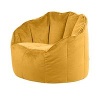 Icon Sirena Fauteuil Pouf Velours, Pouf Chambre avec Remplissage, Fauteuil Salon Confortable, 1 Place, Chaise Chambre, Meuble Salon, Jaune