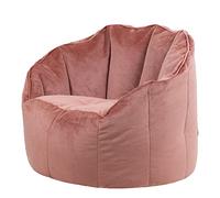 Icon Sirena Fauteuil Pouf Velours, Pouf Chambre avec Remplissage, Fauteuil Salon Confortable, 1 Place, Chaise Chambre, Meuble Salon, Rose Poudre