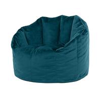 Icon Sirena Fauteuil Pouf Velours, Pouf Chambre avec Remplissage, Fauteuil Salon Confortable, 1 Place, Chaise Chambre, Meuble Salon, Bleu Canard