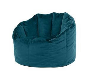 Icon Sirena Fauteuil Pouf Velours, Pouf Chambre avec Remplissage, Fauteuil Salon Confortable, 1 Place, Chaise Chambre, Meuble Salon, Bleu Canard