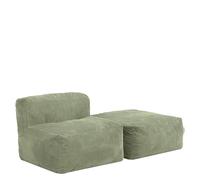 Icon Zen Fauteuil avec Tabouret, Canapé Modulable, Velours Côtelé, Pouf Geant XXL avec Mousse Remplissage, Canapé 3 Place, Sofa, Salon, Meuble Salon, Vert
