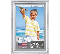 Icona Bay 10x15 cm Cadre photo en argent, moulures magnifiquement détaillées, cadre photo contemporain, support mural ou plateau de table, collection Inspirations