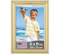 Icona Bay 10x15 cm Cadre photo en doré, moulures magnifiquement détaillées, cadre photo contemporain, support mural ou plateau de table, collection Inspirations