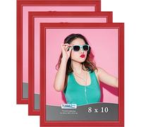 Icona Bay - Cadres Photo 20x25 cm - Rouge, Lot de 3 - Cadres Photo en Bois Massif Style Scandinave - Collection Pizzazz