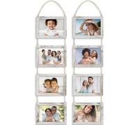 Icona Bay Cadres photo muraux à suspendre 10 x 15 cm avec 8 ouvertures (blanc en détresse, lot de 2), cadres en bois composite, support mural uniquement, collection Bliss