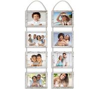 Icona Bay Cadres photo muraux à suspendre 13 x 18 cm avec 8 ouvertures (blanc en détresse, lot de 2), cadres en bois composite, support mural uniquement, collection Bliss