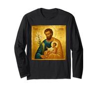 Icône catholique de Saint Joseph avec l'enfant Jésus Manche Longue