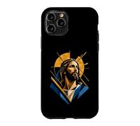 Icône chrétienne sacrée Bleue géométrique Jésus-Christ Coque pour iPhone 11 Pro
