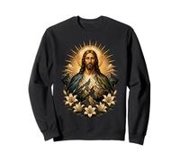 Icône chrétienne sacrée de lys de Montagne Jésus-Christ Sweatshirt