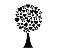 icône d'arbre d'amour avec des cœurs et des coffrets cadeaux Stickers muraux 36x55.3cm Plusieurs tailles disponibles Noir