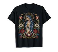 Icône de dévotion catholique Art Folklorique de la Vierge Marie Florale T-Shirt