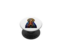 Icône de dévotion catholique en Verre teinté Vierge Marie priante PopSockets PopGrip Adhésif