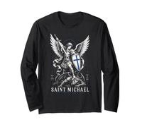 Icône de Guerrier catholique de Saint Michael Defend Us in Battle Manche Longue
