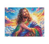 Icône de la Vierge Marie 500 Pièces Puzzle Famille en Carton Rigide Lueur, Ciel étoilé et Fleurs Difficulté Moyenne Activité Familiale Anti-Stress Loisir Créatif Idée Cadeau Anniversaire Premium 500