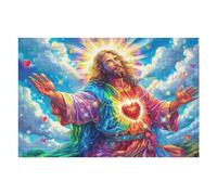 Icône de la Vierge Marie à la lumière sacrée 1000 Pièces Puzzle Créatif en Carton Épais sans Déformation Difficulté Moyenne Activité Manuelle Loisir Créatif Cadeau Anniversaire 1000 PCS