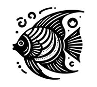 icône de poisson ange en isolé Stickers gravés 42x42.5cm Décoration de carrosserie Noir
