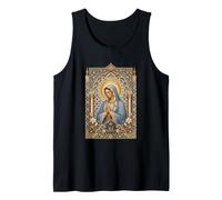 Icône de prière de la Vierge Marie Ornée Bleu Art catholique Sacré Débardeur