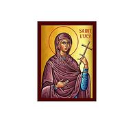 Icône de Sainte-Lucie, faite à la main, icône orthodoxe catholique grecque de Sainte-Lucie de Syracuse, art byzantin, plaque en bois, cadeau religieux