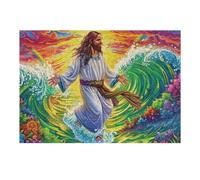 Icône du Miracle de Jésus sur la mer 300 Pieces Casse-tête Adolescent en Carton Épais Haute Densité Accompagnement d'animal de Compagnie Difficulté Moyenne Activité Éducative Passe-Temps Cadeau Noël