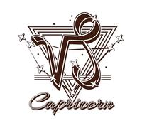 icône du signe du zodiaque Capricorne avec constellation avec triangle d'étoiles comme symbole alchimique Stickers gravés 67.2x69.1cm Décoration de magasin Café