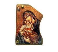 Icône en bois fait main, Chrétienne orthodoxe grecque, representant Jésus Christ et la Vierge Marie / MP4